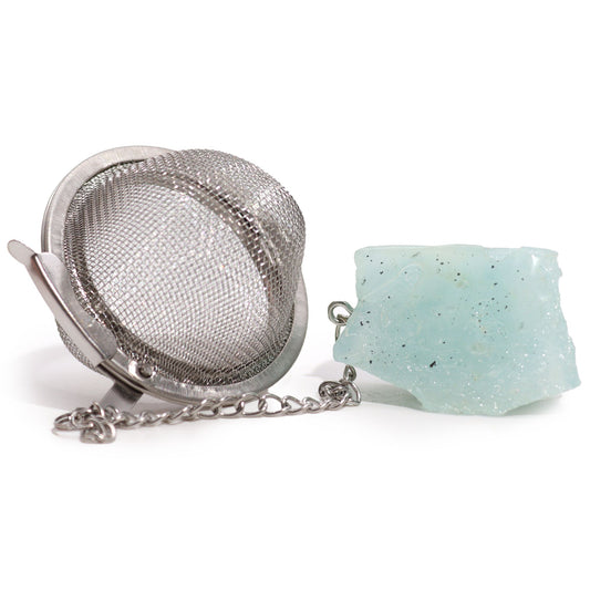 Raw Aquamarine Crystal Tea Strainer – Mental Clarity Infuser