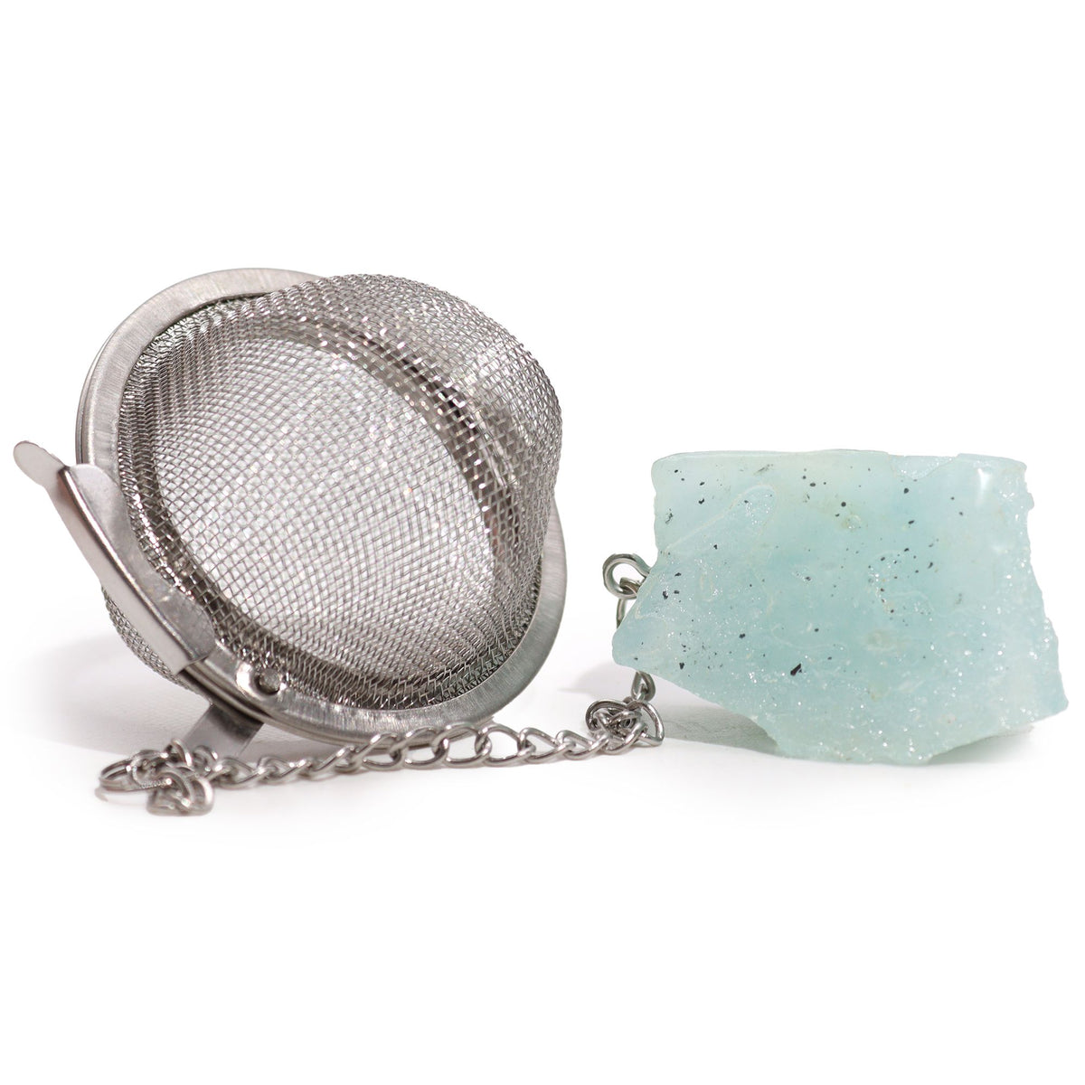 Raw Aquamarine Crystal Tea Strainer – Mental Clarity Infuser