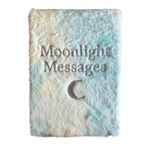 Pastel plush “Moonlight Messages” dream journal with silver moon embroidery