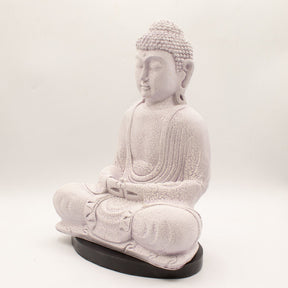 Meditation Buddha Lamp with crackle textured surface on modern oval stand