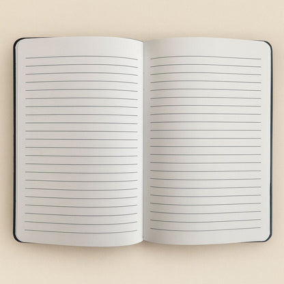 Open notebook with lined pages