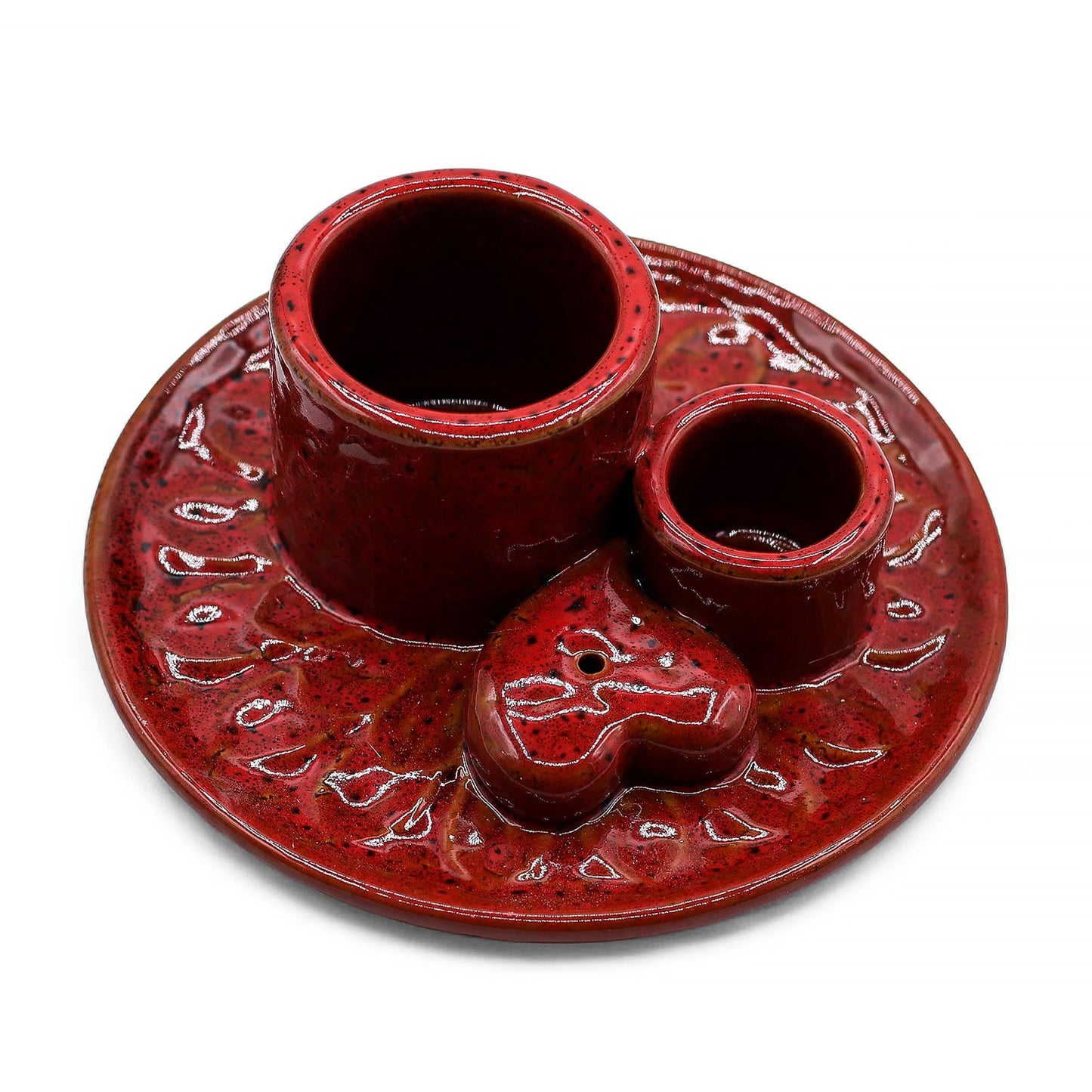 Red ceramic incense holder