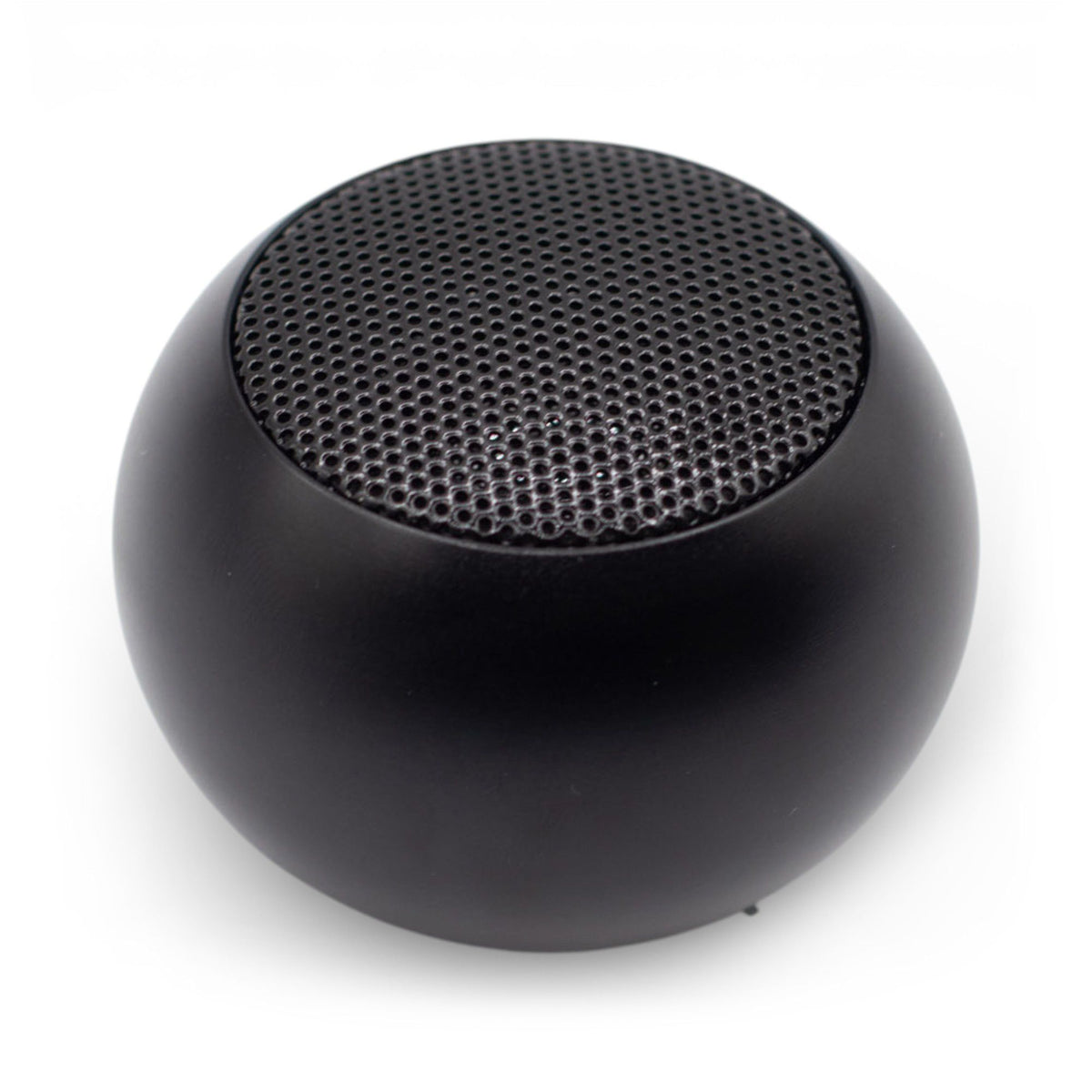 Palm-sized Beyond Size mini Bluetooth speaker in sleek modern design held in hand, showing compact scale, one-button control and subtle LED indicator