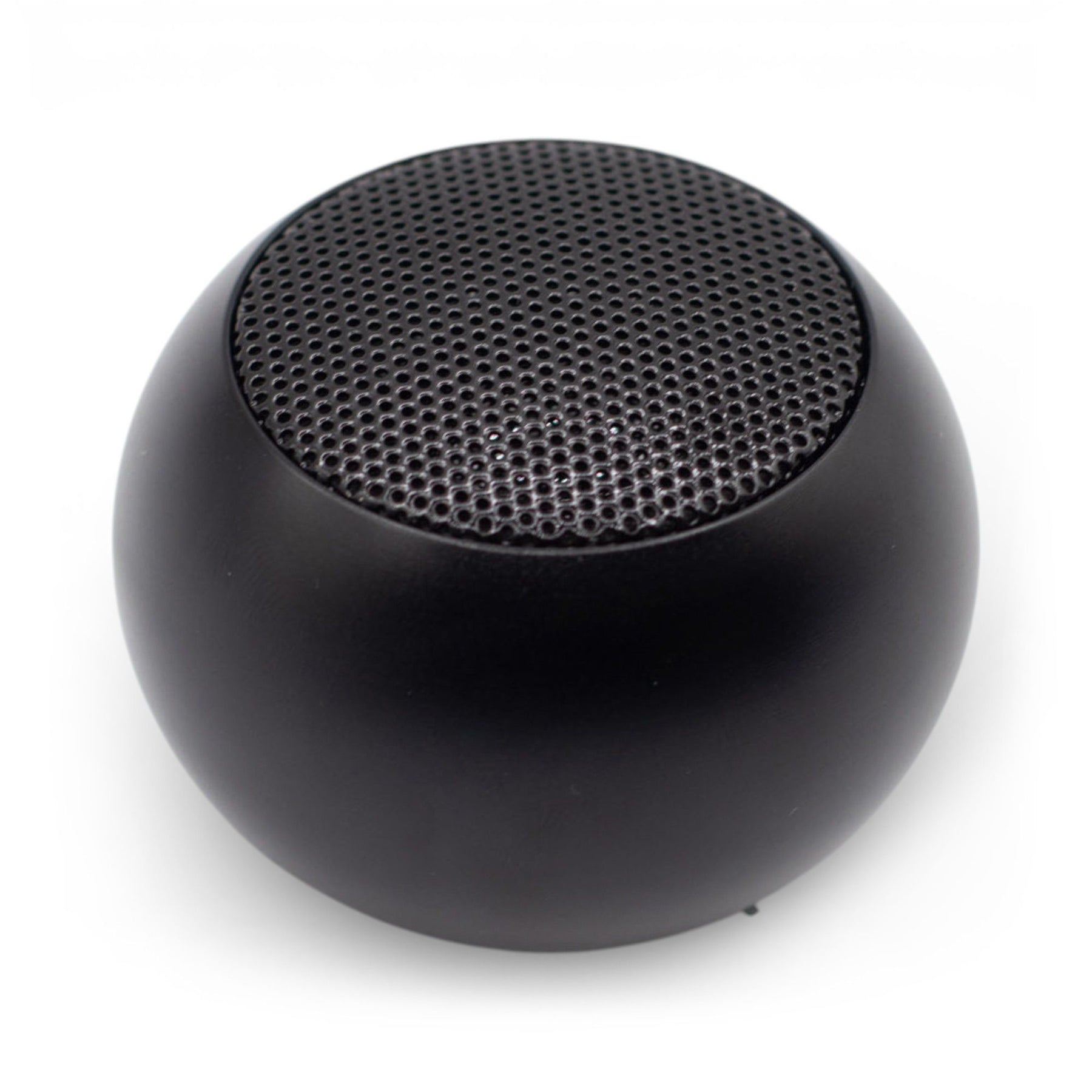 Palm-sized Beyond Size mini Bluetooth speaker in sleek modern design held in hand, showing compact scale, one-button control and subtle LED indicator