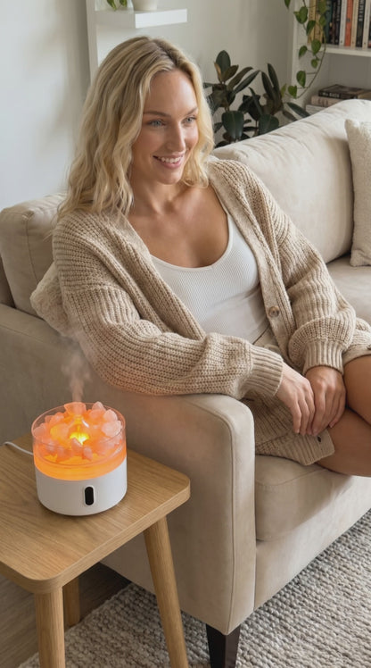 Himalayan Salt Flame Aroma Diffuser – USB-C Night Light 220ml